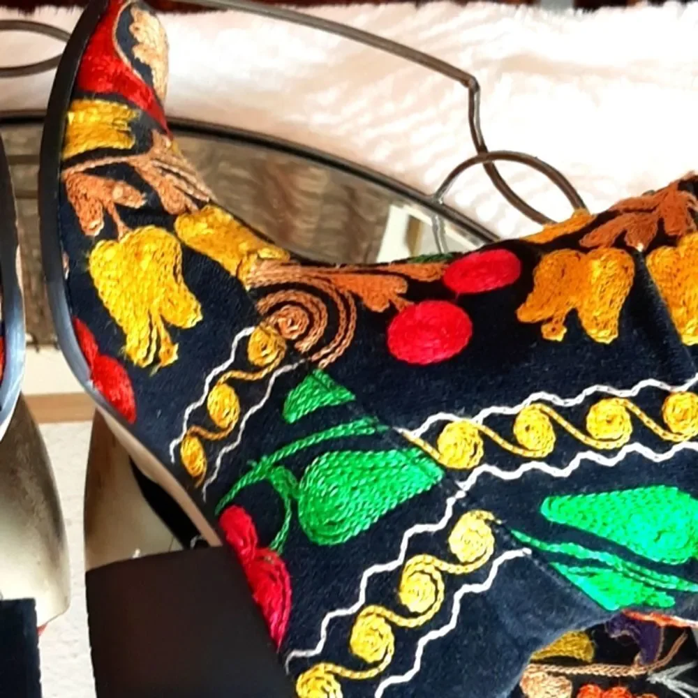 WOMANS GALERIA Embroidery Turkish Leather Boots 37 = 6 M Unique Luxury‎ Shoes